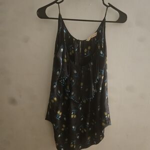 🌿Rebecca Taylor Black Skirt with Yellow and Blue Floral Design